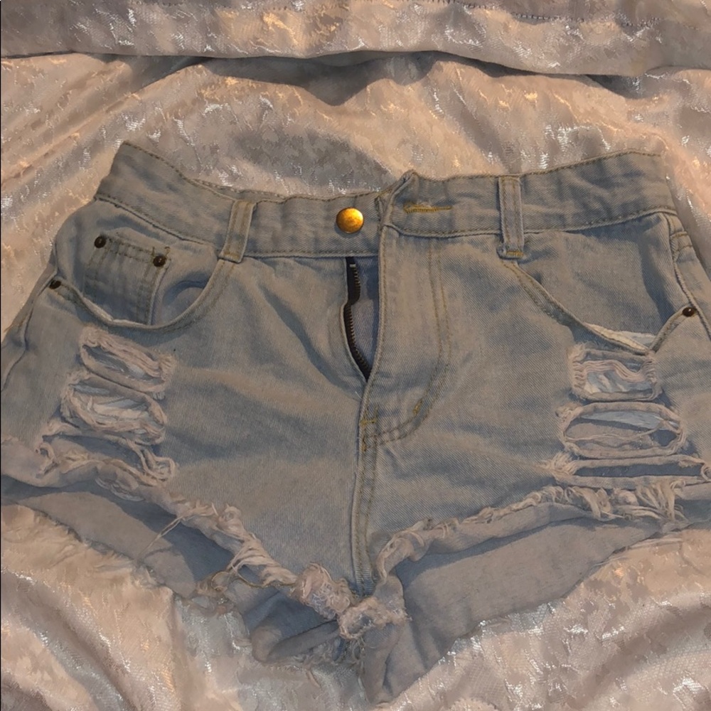 distressed denim shorts